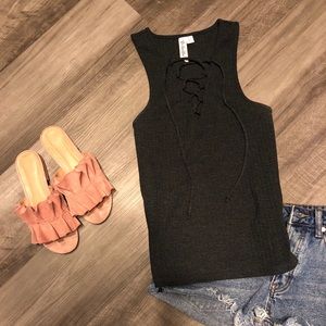 Lace up fitted tank